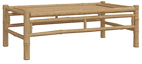 XHNIFBN Table basse de jardin en bambou - 100 x 55 x 33 cm - Design moderne - Robuste et durable - Pour balcon, salon, extérieur, canapé d'angle et terrasse