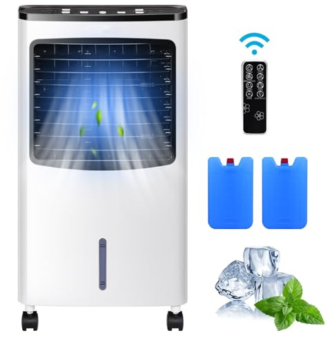 SOARS Ventilatore Senza Tubo 75W, 3 in 1 Air Cooler & Ventilatore & Umidificatore con Telecomando, 3 Velocità, Timer 7,5H, Serbatoio Acqua 8L, 38 X 28 X 74 CM, per Salone, Camera da Letto, Ufficio