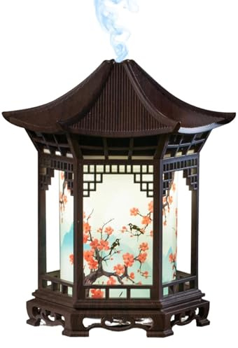 Zen-Pavillon-Laterne – Pagodenform, zweifarbige Beleuchtung | Duft-Diffusor-Lampe – japanische asiatische Dekoration für drinnen und draußen, Schlafzimmer, Wohnzimmer, Büro, Haus, Damen und Herren