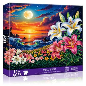 VAIIEYO Sonnenuntergang Puzzle 1000 Teile, Puzzle Erwachsene Lilien, Kreative Unterhaltung, Spaß, Geschicklichkeitsspiel für die Ganze Familie, für Erwachsene und Kinder ab 14 Jahren