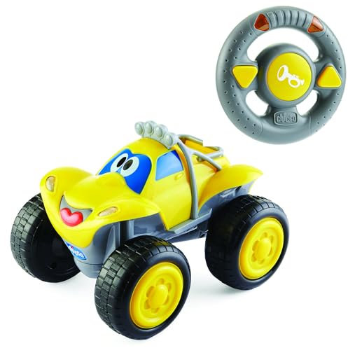Chicco Billy Bigwheels Ferngesteuertes Auto für Kinder, RC Auto mit Intuitiver Funkfernsteuerung Lenkrad, Lichter und Geräusche, Gelb, Geschenk für Kinder ab 2 Jahren, Kinderspielzeug 2-6 Jahre