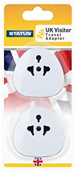 STATUS EU to UK Plug Adapter Pack of 2 White | 2 Pin to 3 Pin Adaptor | European to UK Plug Adapter | SUKVISTA2PK4