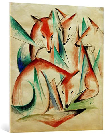 kunst für alle Leinwandbild: Franz Marc Vier Füchse - hochwertiger Druck, Leinwand auf Keilrahmen, Bild fertig zum Aufhängen, 90x100 cm