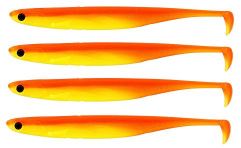 Westin Kick Teez ST 15cm - 4 Gummifische, Gummifisch mit Paddelschwanz für Hecht, Zander, Barsch, Hechtköder, Barschköder, Zanderköder, Angelköder zum Hechtangeln, Zanderangeln, Barschangeln, Farbe:Emergency