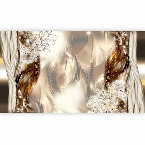 Fototapete - Tapete XXL Abstrakt 500x280cm - Foto Tapete Schlafzimmer Wohnzimmer Moderne Vliestapete XXL Wandtapete Motivtapeten 3d Effekt Wand Dekoration - Blumen Lilien Diamant a-C-0041-a-b