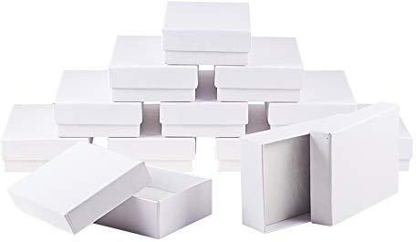 nbeads 60 Stück Weiß Karton Schmuck Box Rechteck Pappschachteln Schmuckschatulle Verpackung Box mit Deckel Für Ketten Halskette Geschenke Schmuck Display, 9x6.5x2.8 cm