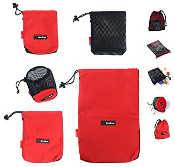 Drawstring Bags/Pouch/Ditty/Mesh-Stuff-Sack for Camping/Travel Cord/Bag - Storage 5-in-1 Travel Use Nylon 5 Pieces