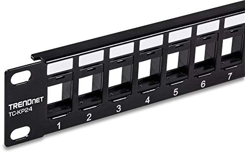TRENDnet TC-KP24 24-Port Blank Keystone 1U Patch Panel, 1U 19 Metal Rackmount Housing, Recommandé avec TC-K25C6 & TC-K50C6 Cat6 Keystone Jacks (vendus séparément)