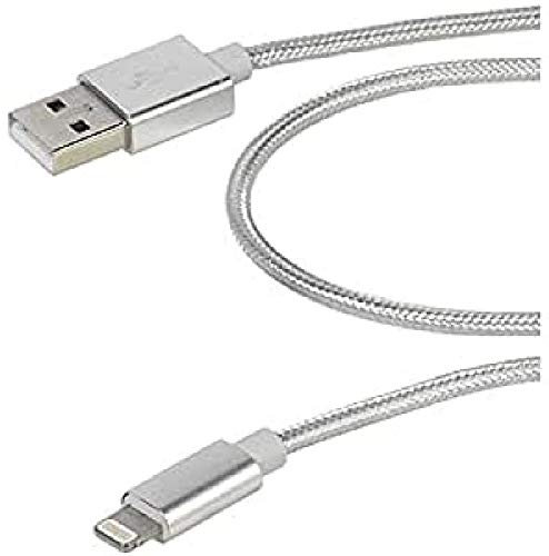 Vivanco 37566 USB-A auf Lightning-Anschlusskabel, Schnellladung, Apple MFi-zertifiziert, geflochtenes Nylon, Grau
