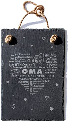 Spruchreif · Schiefertafel zum Aufhängen · Schiefertafel Herz mit Spruch · Schiefer Türschild · Wanddekoration · Geschenke für Oma · Geschenkidee Oma