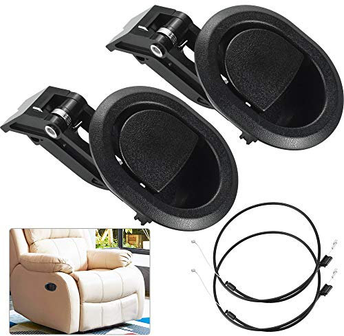 BUZIFU 2 Stück Replacement Recliner Handle Ersatzteile für Liege Kunststoff Ziehen Liege Griff Schmale Ovale Schwarze Plastikgriffe Entriegelungshebel Ersatz Griff mit Kabel für Liegesessel, Sofa