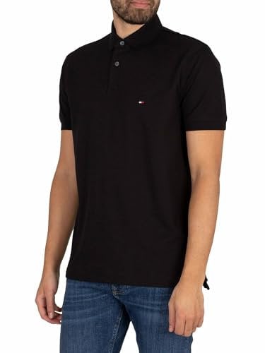 Tommy Hilfiger Herren Poloshirt Kurzarm 1985 Regular Fit, Schwarz (Black), XXL