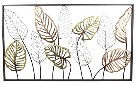 FRANK FLECHTWAREN Wandbild, Wanddeko Bild Blätter 99 x 56 cm, Blickfang, elegant,