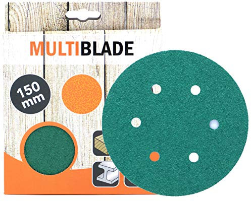 Multiblade Professioneller Klett Schleifscheiben 150mm, 10 Stück, Korn 180, 6 Löcher, für Holz und Metall, Profesioneller Qualität, für Exzenterschleifer, Rotationsschleifer