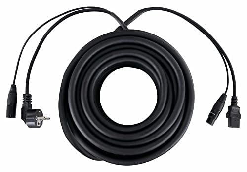 Pronomic Stage EUIECD-20 Hybridkabel Kaltgeräte/DMX - 20 m Kombi-Kabel für Stromversorgung und DMX-Signal - zur Verbindung von DMX-Lichteffekten - bis 6A belastbar- schwarz