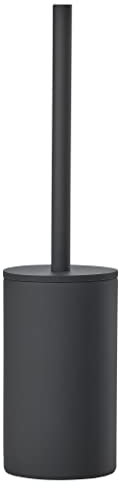 Zone Denmark Karma Toilettenbürste, WC Bürste aus Steinzeug, Klobürste in Schönem Dänischem Design, Bürstengarnitur mit Bürste und Halter fürs Badezimmer, Stehend, Durchm. 9,2 cm, Höhe 38 cm, Schwarz