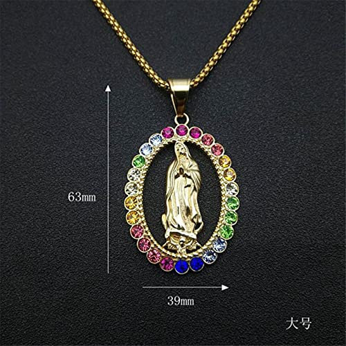 SONGK Hip Hop Iced Out Große Jungfrau Maria Halsketten Anhänger Gold Farbe Edelstahl Kette Für Frauen Christian Schmuck Madonna