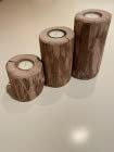3er Set Rustikale Kerzenständer aus Haselnuss Holz - Massivholz Kerzenständer Dekoration