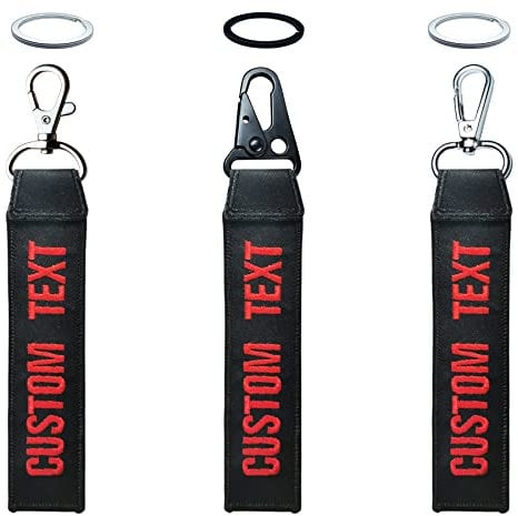 misscase Personalisierte Schlüsselanhänger, benutzerdefinierte Stickerei jeden Text Name Schlüsselanhänger, Schlüsselanhänger Zubehör geeignet für Herrengeschenk Motorrad Auto Roller (Black)