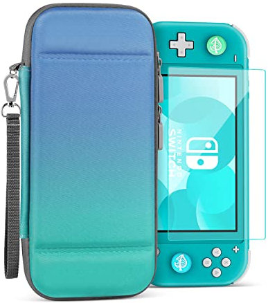 TNP Carrying Case for Nintendo Switch, Blue Green - Kawaii Cute Portable Travel Case, Protective Storage Carry Bag for Girls with Screen Protector, 10 Game Cartridge Holder