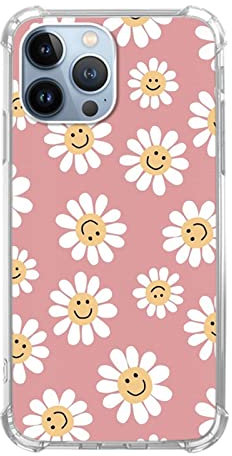 Indie Smiley Face Flower Daisy Power Phone Case Compatible with iPhone 13 Pro Max, Hippie Retro 90s Pink Aesthetic Case for Girls Boys Women Men, Trendy TPU Bumper Case for iPhone 13 Pro Max