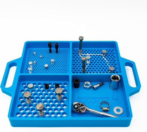 Boltster Tray | Mechanic Tools | Silicone Bolt, Nut, and Bit Organizer | Flexible Rubber with Handle
