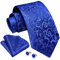 Enlision Blau Krawatte Herren Seide Hochzeit Krawatten und Einstecktuch mit Manschettenknöpfe Set Elegant Floral Einfarbig Seidenkrawatte mit Taschentuch Business Party