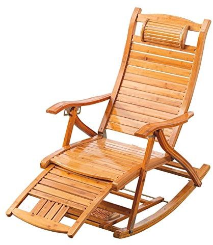 Klappbarer Schaukelstuhl aus Holz, für den Garten, Sonnenliege, Relaxsessel mit dehnbarer Fußstütze und Fußmassage, Freizeit-Siesta-Stuhl, verstellbarer Bambus-Schaukelstuhl (Farbe: ohne Polster)