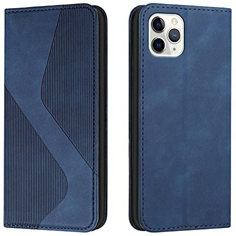 Mo-Somnus Kompatibel mit iPhone 11 Pro Hülle, Magnet PU Leder Flip Wallet Case Tasche Handyhülle, Stoßfeste Klappbar iPhone 11 Pro (5,8 Zoll) Brieftasche Klapphülle mit [Kartenfächer] (Blau)