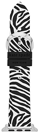 Kate Spade New York Designer Interchangeable Leather or Nylon Band Compatible with Your 38/40/41mm and/or 42/44/45/49mm Apple Watch Series 9/8/7/6/5/4/3/2/1/SE and/or Ultra Series 1-2, Zebra, One Size