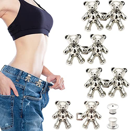 4 Paare Jeans Knöpfe, RoayFate Ersatz Jeans Buttons, DIY Jeansknopf, Druckknöpfe, Button Pins Jeans, Jeans Button, Niedlicher Bär Taillenknopf, zum Erweitern oder Reduzieren der Hosengröße