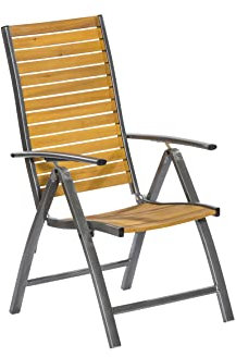 Yoursol by Merxx Klappstuhl Santorin, Aluminium, Akazienholz, Klappsessel, Verstellbarer Gartenstuhl