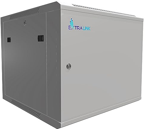 Extralink Netzwerkschrank 19 Zoll 9HE Blechtür 600 mm Tief 60 kg Grau | 19-Zoll-Wandschrank mit abschließbarer Vollblechtür, 600 mm breit, abnehmbare Seitenwände, 2 Lüfterplätze im Dach