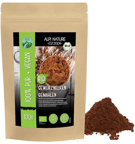 Alpi Nature Chiodi di Garofano in Polvere BIO 100g, Chiodi di Garofano bio Macinati per Cucina