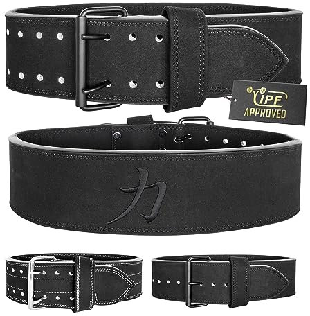 Strength Shop 13mm IPF Prong Belt Gewichthebergürtel mit Doppelschnallle aus Stahl, Gr. L (Schwarz), Robuster & langlebiger Lifting Belt stabilisiert & schützt Rumpf u. Wirbelsäule im Training
