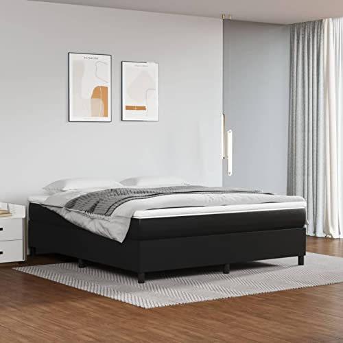 CIADAZ Boxspringbett Schwarz 180x200 cm Kunstleder, Bett, Bettgestell, Jugendbett, Schlafzimmer Bett, Schlafzimmer Komplett, Bed Fram 3121059