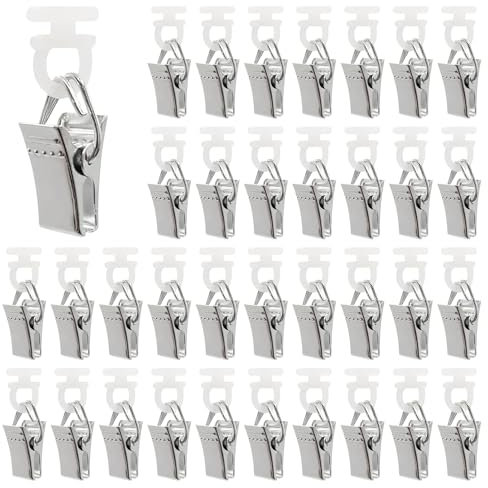 Prmape 50 Pezzi Clip per Tende Con Gancio, Clip per Tenda da Doccia in Metallo, Anelli per Tende con Ganci, Pinze per Tende per Tendaggi e Decorazioni da Parete