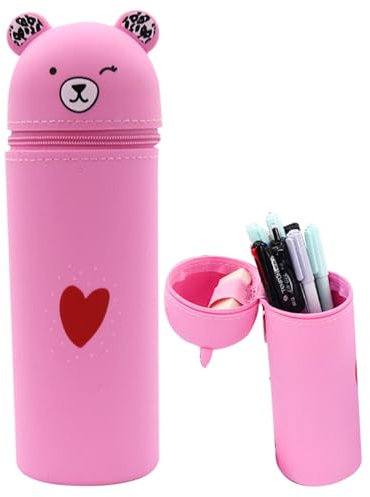 Bvizyelck Silikon Federmäppchen Silikon Mäppchen Cartoon Bär Federmäppchen Stifthalter Tragbare Federmäppchen Mit Reißverschluss Mädchen Kosmetiktasche Tier Stifthalter Bleistifttasche Make-up Tasche
