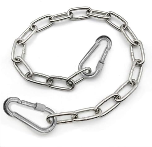 Gate Chain Lock with 2 Detachable Carabiners, 1m/39.4 inch Chain Lock, Metal Chain, Heavy Duty Stainless Steel Chain for Outdoor Fence, Cage, Gate Security Lock