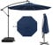 GOPLUS Sombrilla Jardín Ø 3m con 40 Luces LED Solares, Parasol Excentrico Inclinable con Manivela, Base Saco de Arena, Protección UV, Impermeable, Sombrilla Terraza Exterior Grande para Patio (Azul)