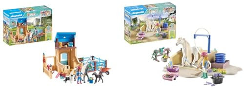 PLAYMOBIL Horses of Waterfall 71353 Amelia & Whisper mit Pferdebox & Horses of Waterfall 71354 Isabella & Lioness mit Waschplatz