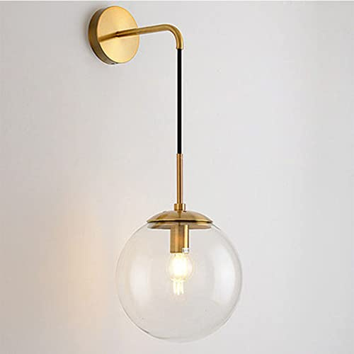 EKSED-Wandleuchte Innen Glas - Wandlampe mit Gold Metall Fassung & E27 Sockel für Schlafzimmer, Wohnzimmer, Flur