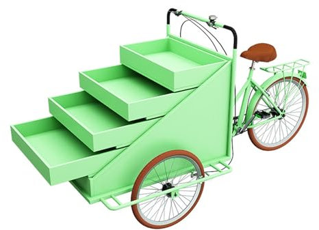 Farmers Market Blumenwagen, Dreirad, Verkaufswagen, Stand, 200 x 100 x 90 cm, Grau für Rollregal, Einzelhandel, Werkwagen