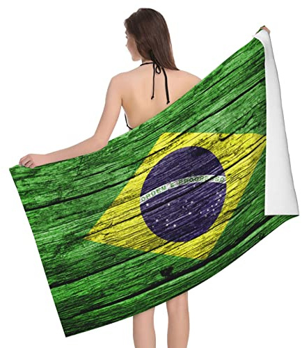 Strandtücher Flagge Von Brasilien Sandfest Handtuch Saugfähig Duschtuch Weich Badetuch Für Outdoor Sport Schwimmen 80x130cm