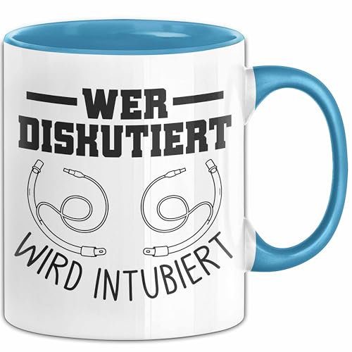 Krankenschwester Tasse Geschenk Wer Diskutiert Wird Intubiert Krankenhaus Geschenkidee (Blau)