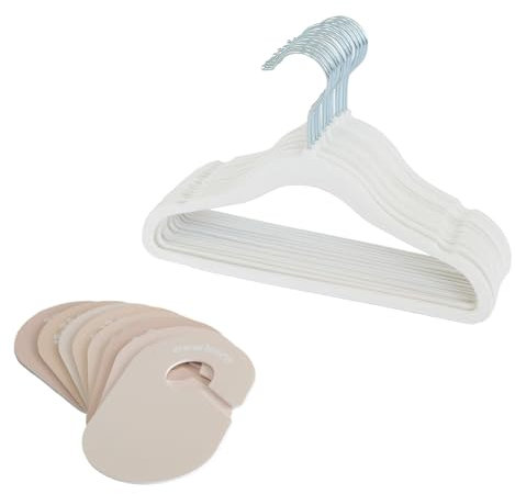 3 Sprouts - Perchas de Terciopelo para Bebés - Perchas Infantiles Antideslizantes para Ropa de Bebé y Niños, Paquete de 30 (Crema Y Neutro)
