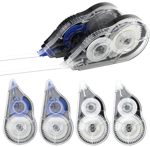 brileze 6 Pcs 30m x 5mm Correction Tape White Out Pocket Correction Tape Roll On Off White Correction Pen Large Capacity Paper Corrector Mouse for School Office Students Note Taking Supplies