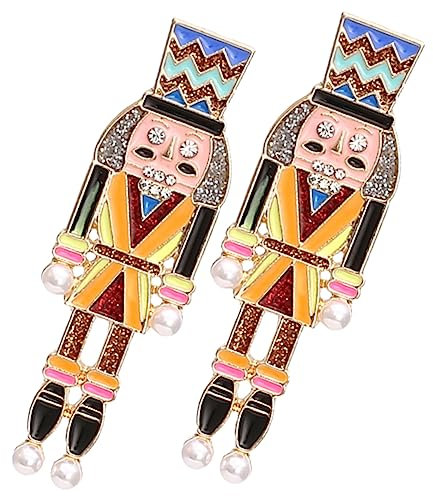 COLLBATH 1 Pair Nutcracker Earrings Cartoon Design Earrings for Girls Women Party Jewelry Dangle Christmas Metal