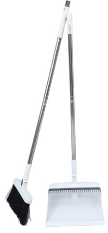 FRCOLOR 180grad Faltbares Besen Und Kehrschaufel-Set Mit Abnehmbarem Edelstahlgriff Praktisches Reinigungstool Für Zuhause Büro Und Küche Platzsparend Und Elegant Weiß Für Tägliche