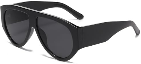 YAMEIZE Pilot Sonnenbrille für Damen und Herren Oversized 70er Pilot Vintage Quadrat Groß Übergroße Dicker Rahmen Brille UV400 Schutz